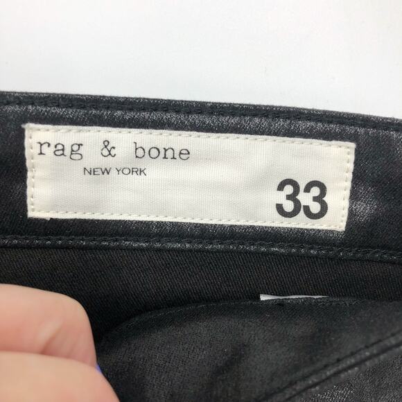 RAG & BONE Womens Casey Jeans Size 33 Coated Black High Rise Flare Ankle NWT - Picture 9 of 10